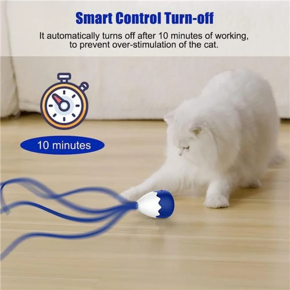 Cat Wand Toy, Automatic Silicone Tail Teaser Toy 2in1,Electronic Interactive Toy